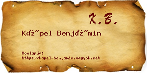 Kápel Benjámin névjegykártya